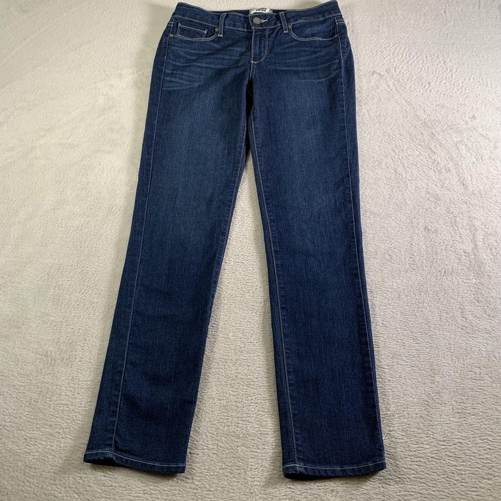 Paige Skyline Ankle Peg Jeans Womens 28 Blue Dark Wash Mid Rise Slim Made In USA